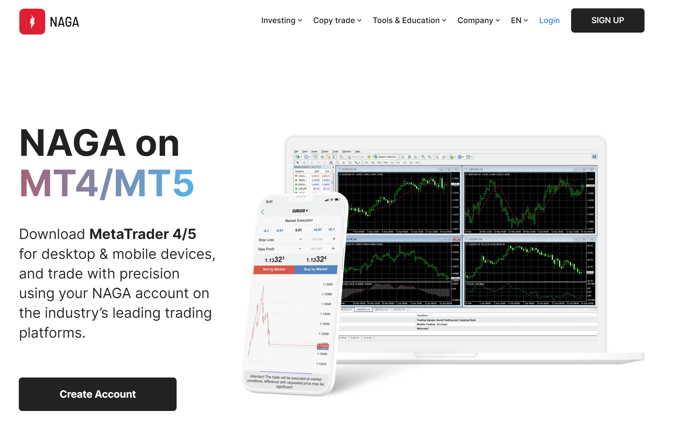 Naga on MT4/MT5 trading platforms 
